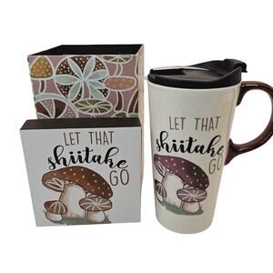 Mushroom 17 Oz Travel Coffee Mug Ceramic Boxed Gift Evergreen Perfect Cup & Lid